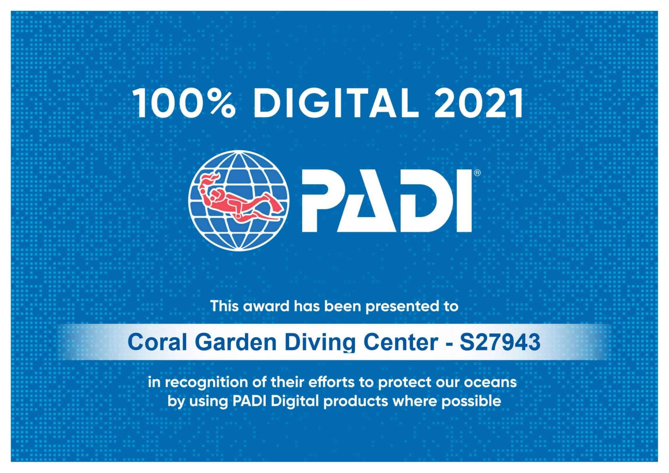 100% PADI digital diving center