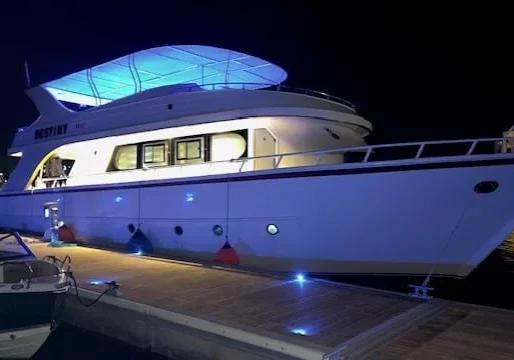 our boat at night