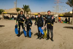 Family going for diving aqaba red sea