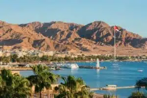 north beach Visit Egypt's coastal palm trees and mountains.