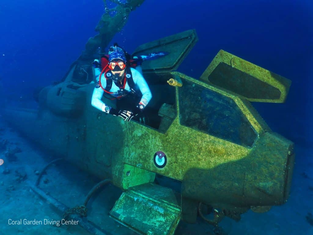 Underwater military museum helicopter aqaba red sea